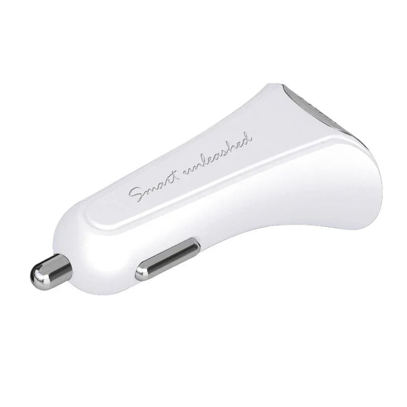 Iwalk Dolphin Car Charger 2 Port Usb 3.4A Output With Mfi Lighning Cable - White - Tashqila Iwalk Dolphin Car Charger 2 Port Usb 3.4A Output With Mfi Lighning Cable - White - Tashqila